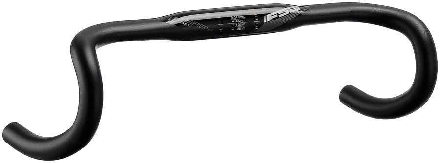 FSA Energy Super Compact Handlebar 31.8mm Clamp Diameter 360mm Width Compact Drop Profile – BLK