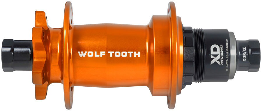 Wolf Tooth Mountain Rear Hub - 12 x 148mm 6-Bolt XD Innerdrive Ratchet 60 Orange J-Bend 28H