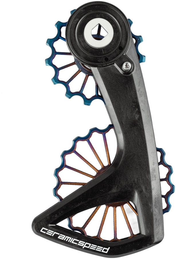CeramicSpeed OSPW RS Pulley Wheel System SRAM Red D1/E1/Force D1 -Coated Races 3D Printed Ti Pulley Carbon Cage Oil Slick PVD v3