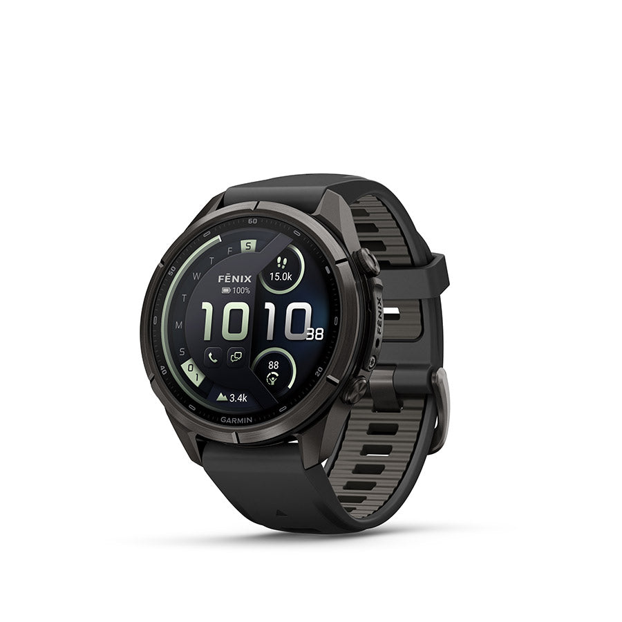 Garmin fenix 9 Pro inReach 43mm Watch Watch Color: Black Wristband: Black/ Pebble Grey - Silicone