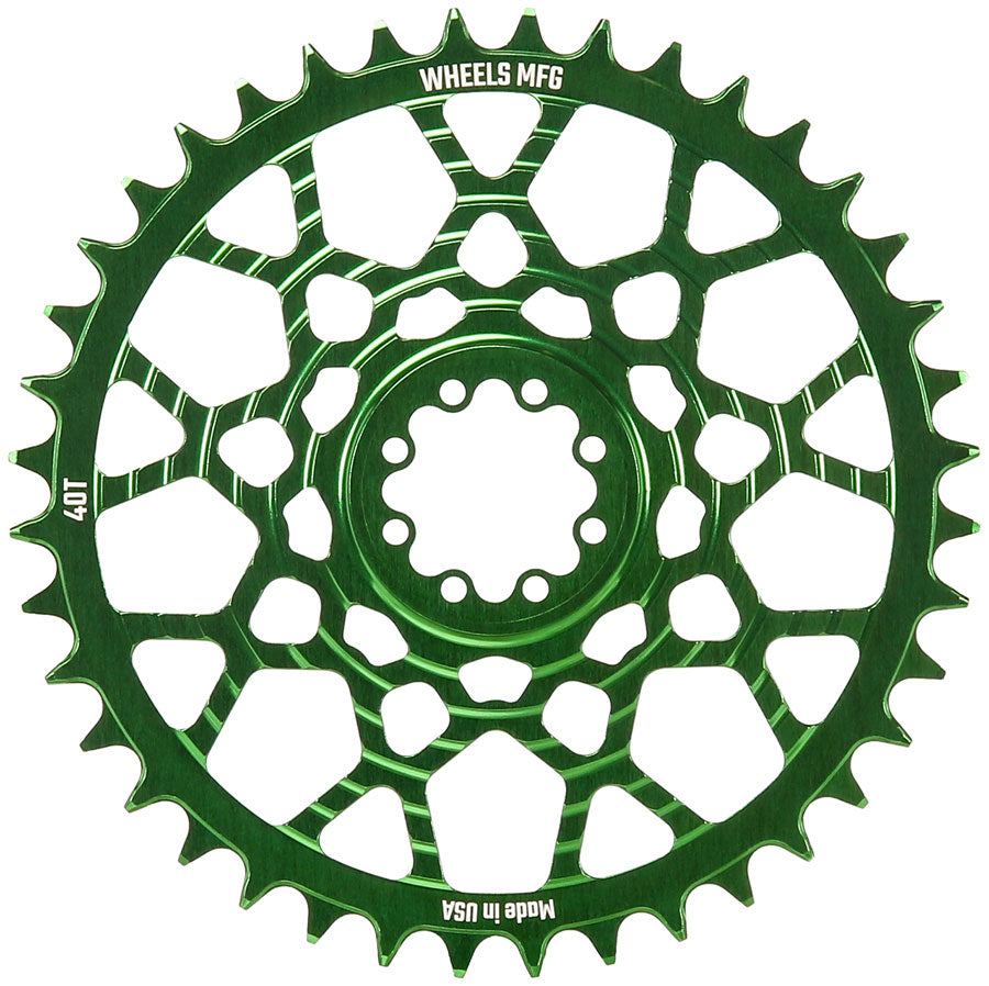 Wheels Manufacturing Gravel Direct Mount Chainring - 40t SRAM 8-Bolt Direct Mount 6.5mm Inboard Offset T-Type Chain Compatible Green