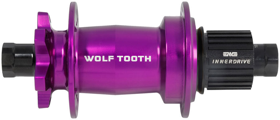 Wolf Tooth Mountain Rear Hub - 12 x 148mm 6-Bolt Microspline Innerdrive Ratchet 60 Ultraviolet Purple J-Bend 28H