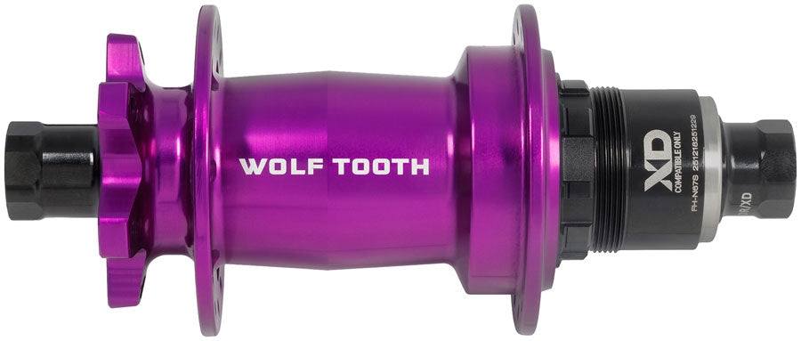 Wolf Tooth Mountain Rear Hub - 12 x 148mm 6-Bolt XD Innerdrive Ratchet 60 Ultraviolet Purple J-Bend 28H