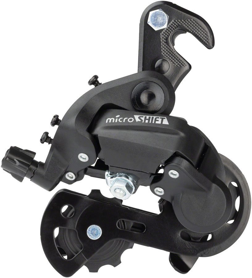 microSHIFT M21 Rear Derailleur - 67 Speed Super Short Cage Dropout Claw Hanger BLK