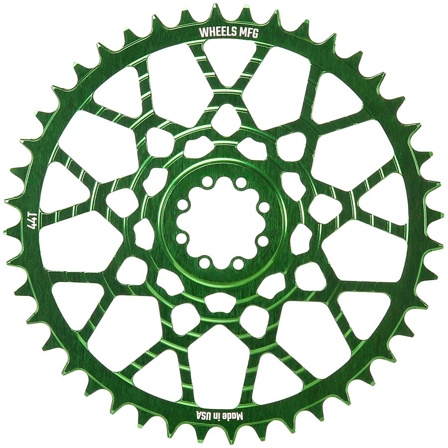 Wheels Manufacturing Gravel Direct Mount Chainring - 44t SRAM 8-Bolt Direct Mount 6.5mm Inboard Offset T-Type Chain Compatible Green