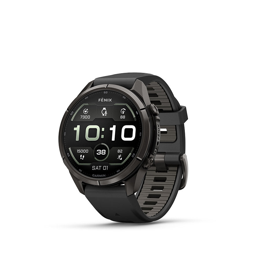 Garmin fenix 9 Pro 43mm Watch Watch Color: Black Wristband: Black/ Pebble Grey - Silicone