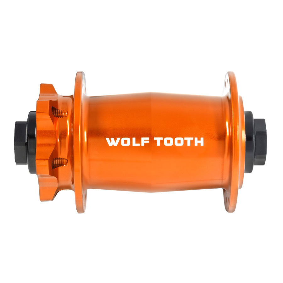 Wolf Tooth Mountain Front Hub - 15 x 110mm 6-Bolt Orange J-Bend 28H