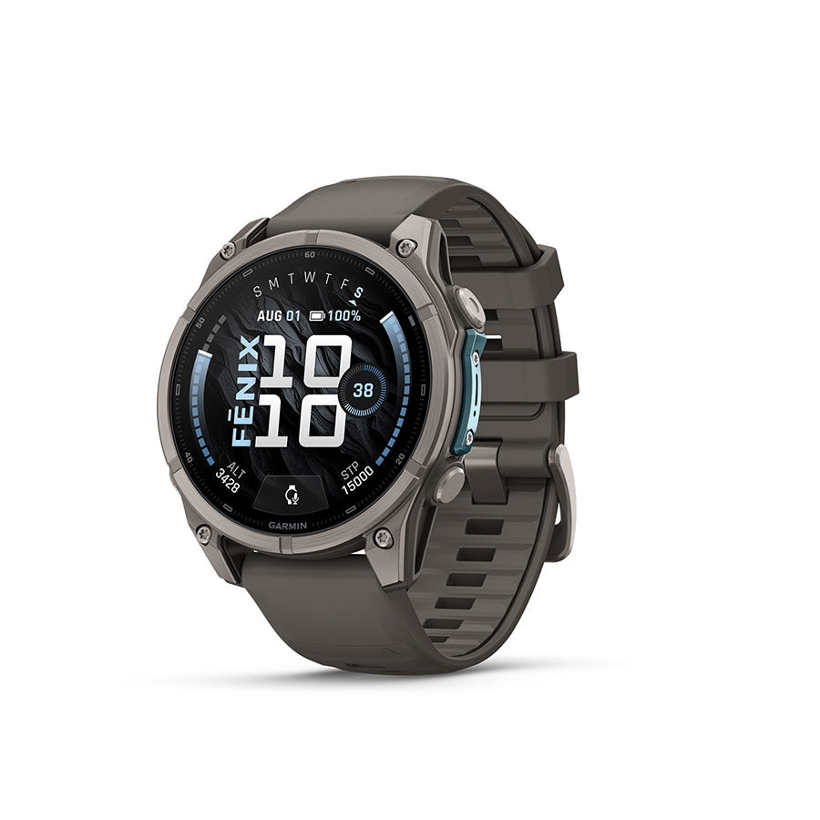 Garmin fenix 9 47mm Watch Watch Color: Titanium Wristband: Pebble Grey - Silicone