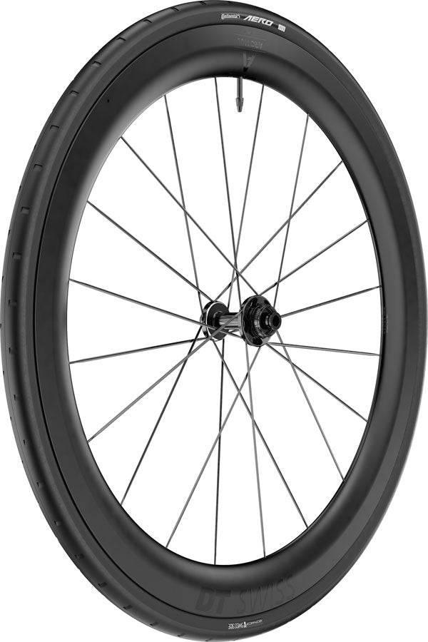 DT Swiss ARC 1100 DiCut 55 Front Wheel - 700 12 x 100mm Center-Lock BLK w/BLK Decal WTS w/Aero 111 Tire