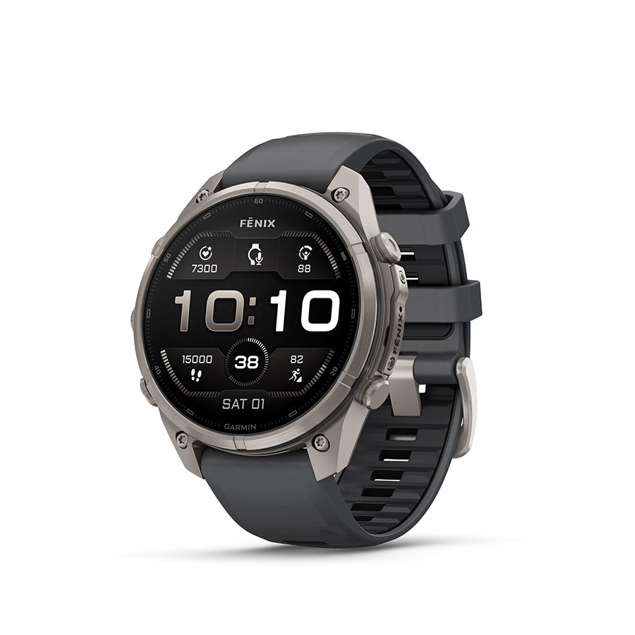 Garmin fenix 9 Pro 47mm Watch Watch Color: Titanium Wristband: Graphite/ Black - Silicone