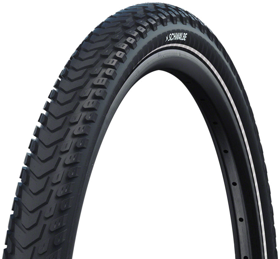 Schwalbe Marathon Mondial Tire - 700 x 42 Clincher Wire BLK/Reflex Performance RaceGuard Addix Green E-50