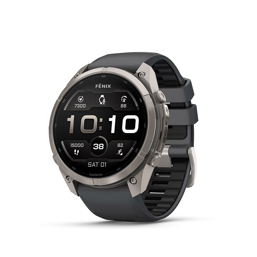 Garmin fenix 9 Pro 51mm Watch Watch Color: Titanium Wristband: Graphite/ Black - Silicone